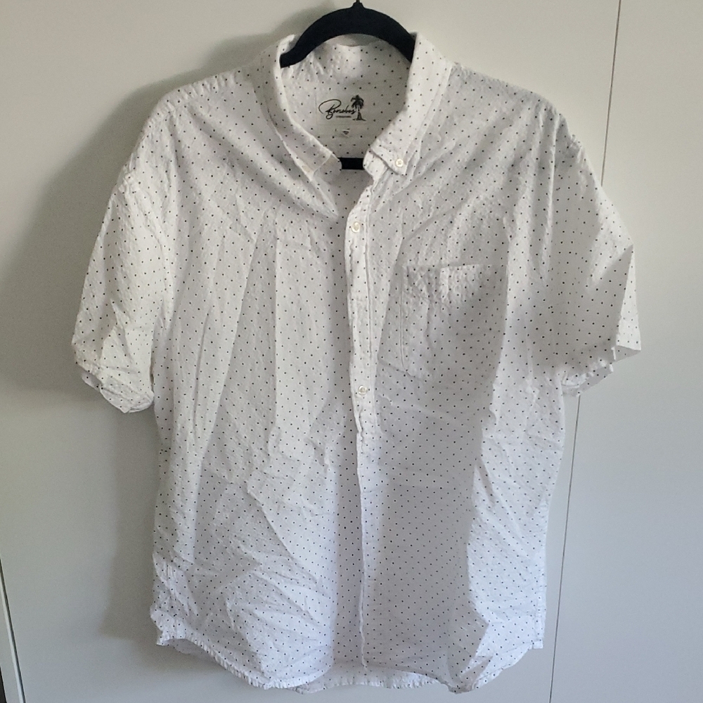 Men' White Casual Short Sleeved Button Down Shirt